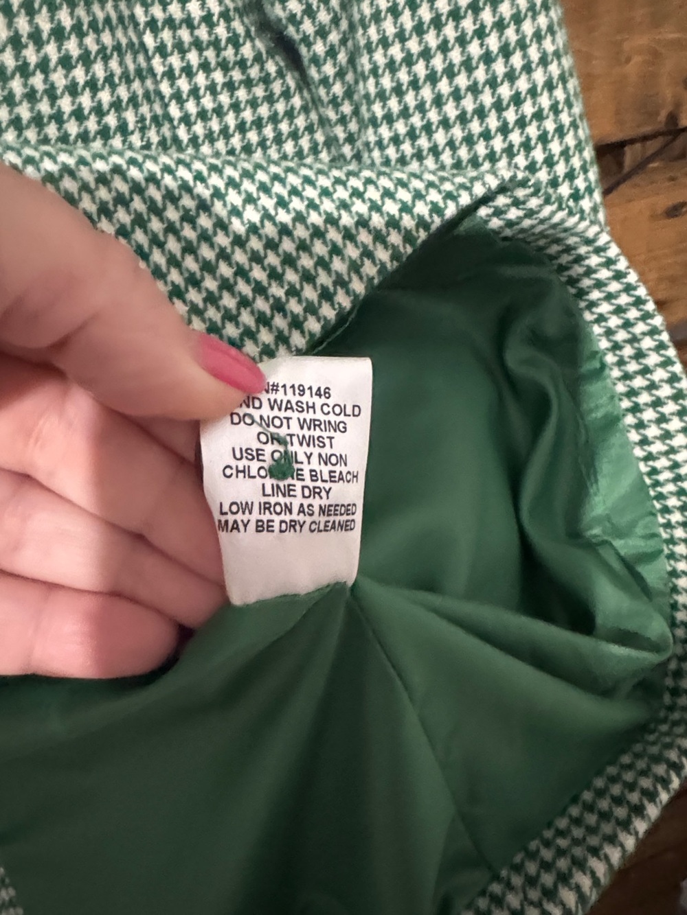 Jodifl Green Houndstooth Blazer Faux Suede Elbow Patch Jacket Size L - Picture 5 of 5